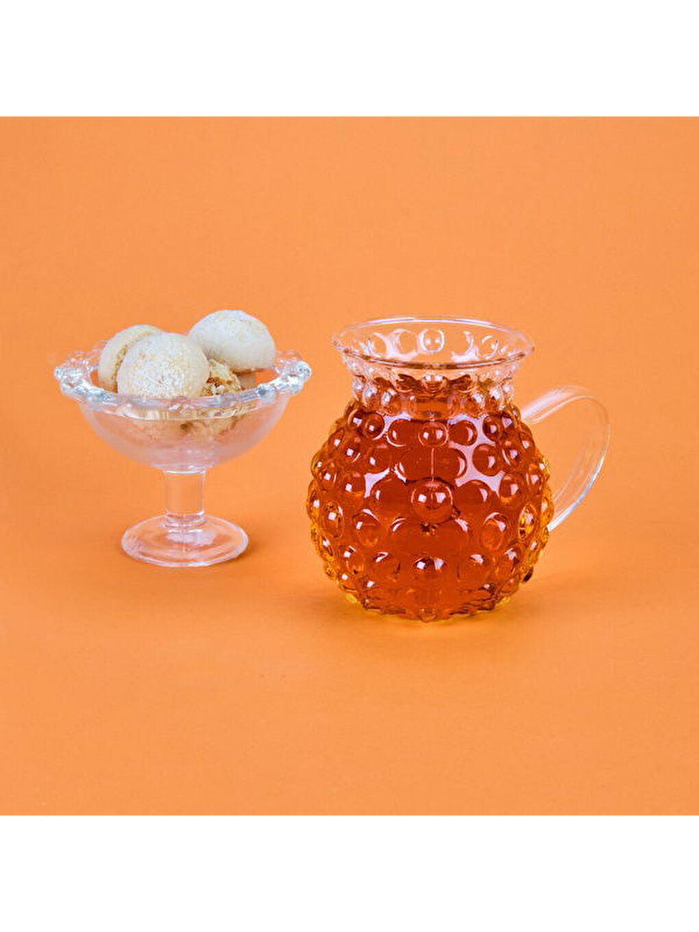 Renksiz Dessert Kulplu 6'lı Borosilikat Cam Çay Bardağı - Şeffaf-1