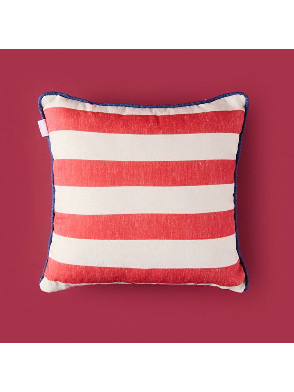 Soft Nautical Fun Çizgili Kırlent - Lacivert / Kırmızı - 40x40 cm-1