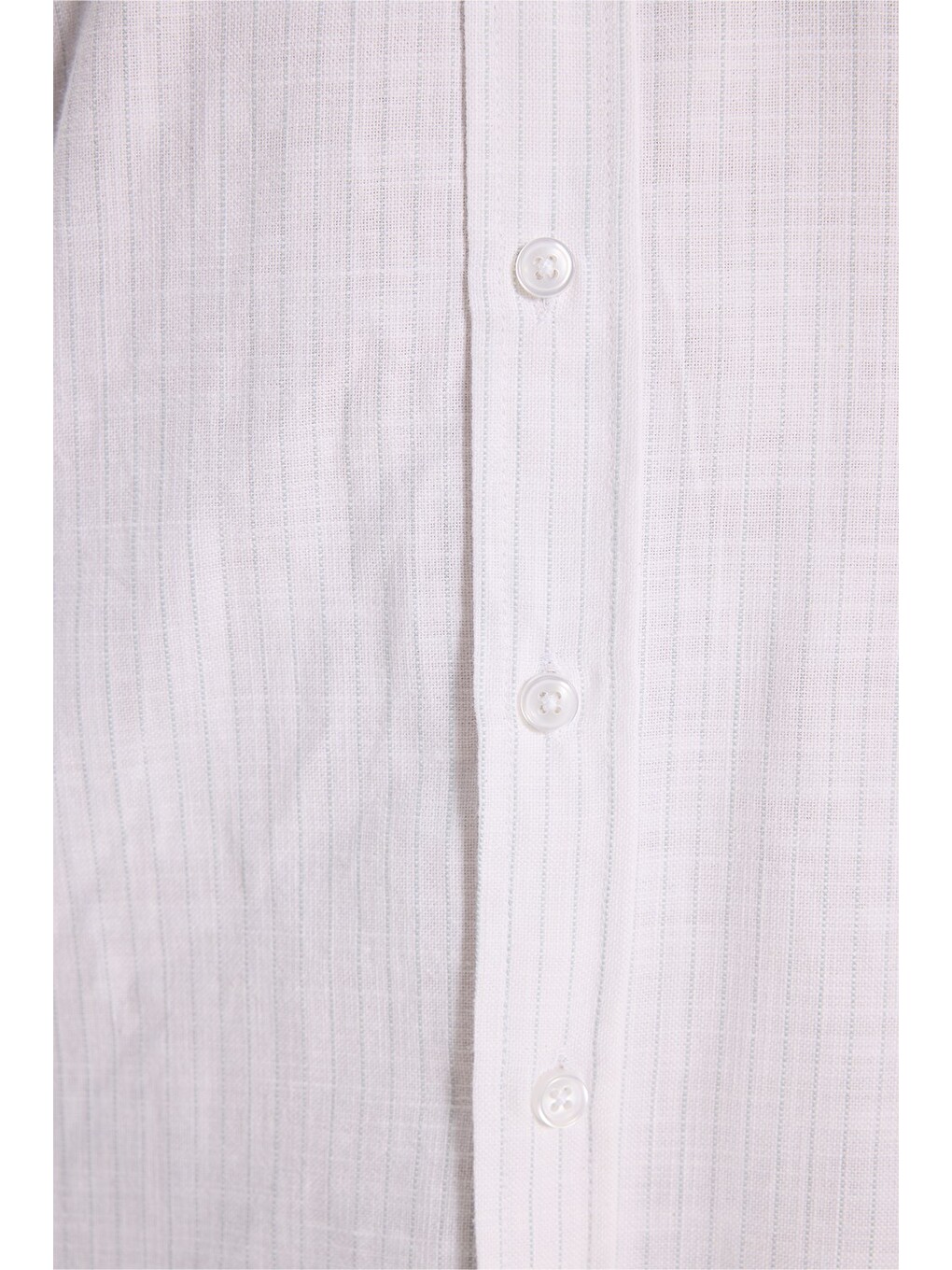 Erkek Slim Fit Dar Kesim %100 Pamuk Düğmeli Yaka Çizgili Uzun Kollu Cepli Keten Efektli Yeşil Gömlek-4