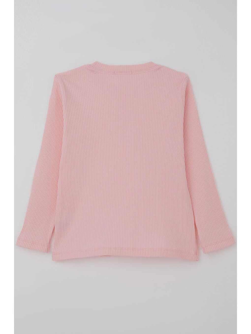 Kız Çocuk Uzun Kollu Tişört Vintage Dantel Fiyonk Aplikeli Pembe (5-10 Yaş)-1