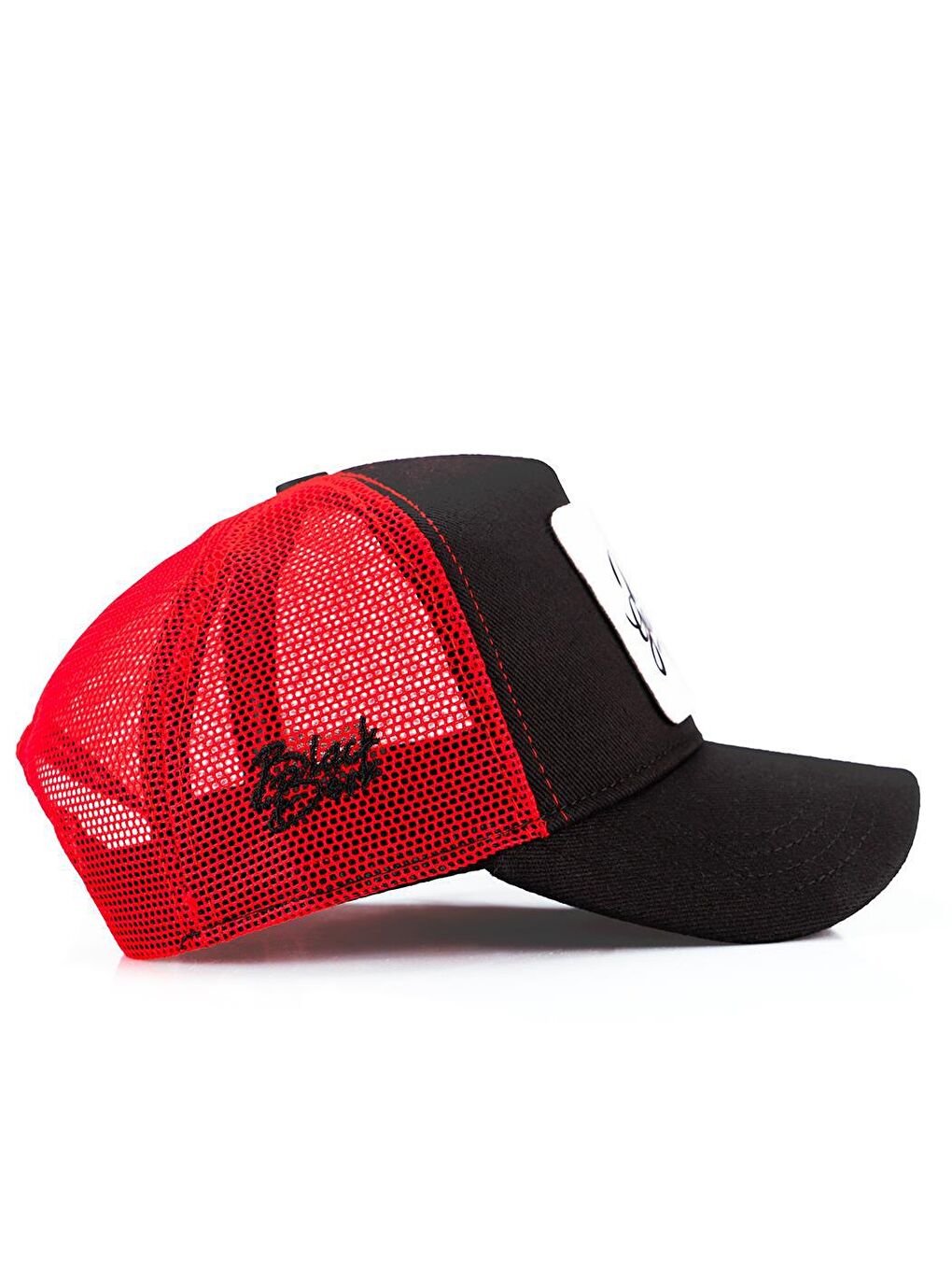 V1 Trucker Ayı - 2 Kod Logolu Unisex Siyah-Kırmızı Şapka (Cap)-1