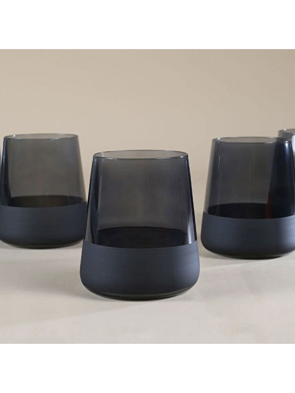 Matte 4'lü Su Bardağı Seti - Siyah - 420 ml-2