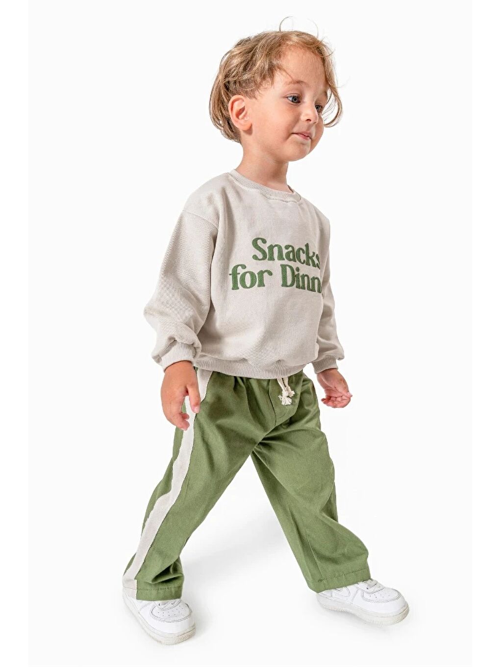 Yeşil Sweatshirt ve Pantolon İkili Çocuk Kombini 9078-1