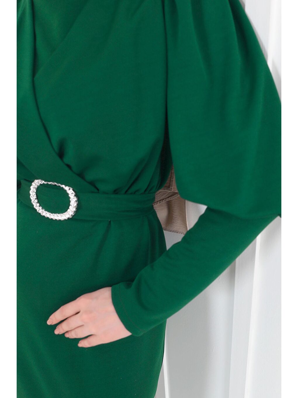 Bisiklet Yaka Kadın Yeşil Elbise - 11615-2