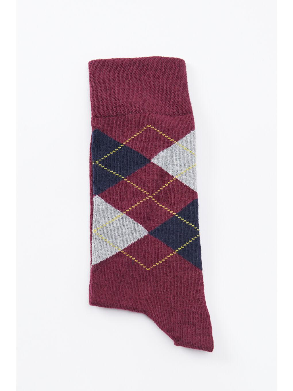 Erkek Bordo-Lacivert Desenli Soket Çorap-2