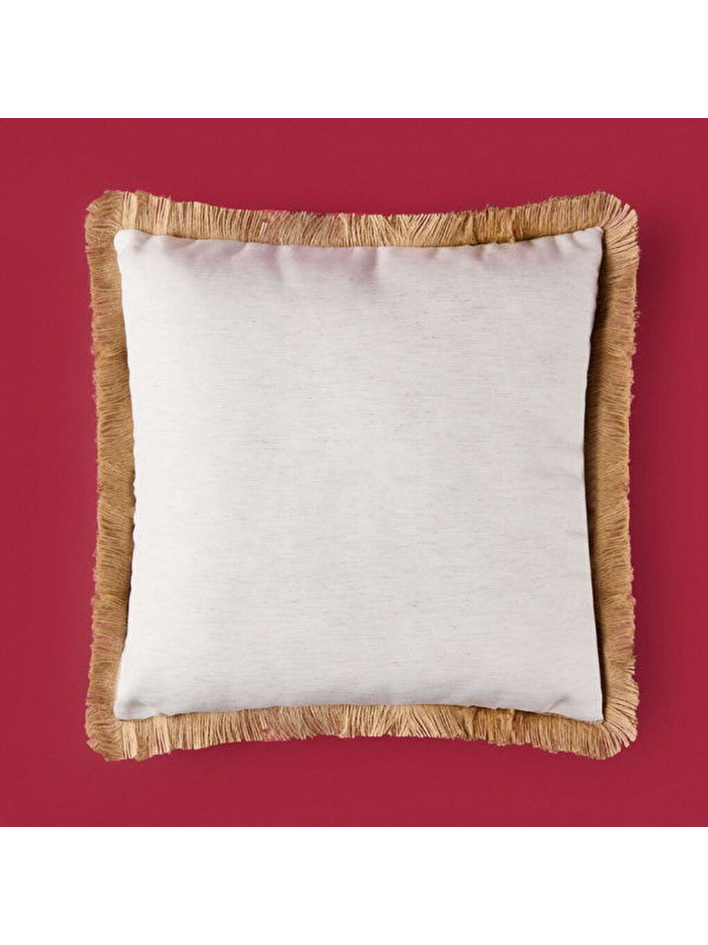 Soft Palm Breeze Saçaklı Kırlent - Ekru - 45x45 cm