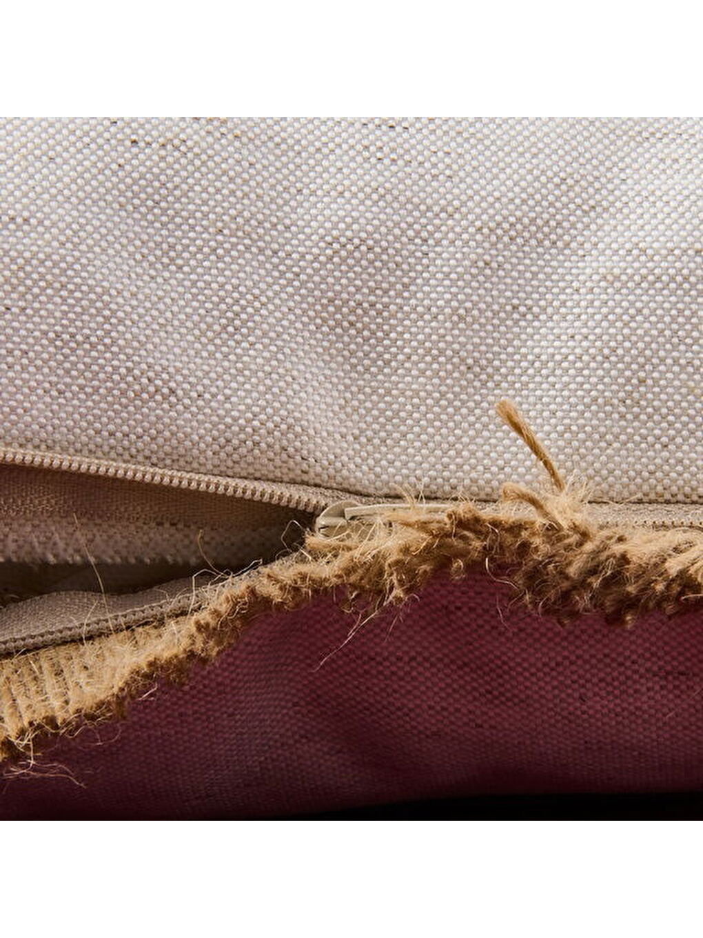 Soft Palm Breeze Saçaklı Kırlent - Ekru - 45x45 cm-1