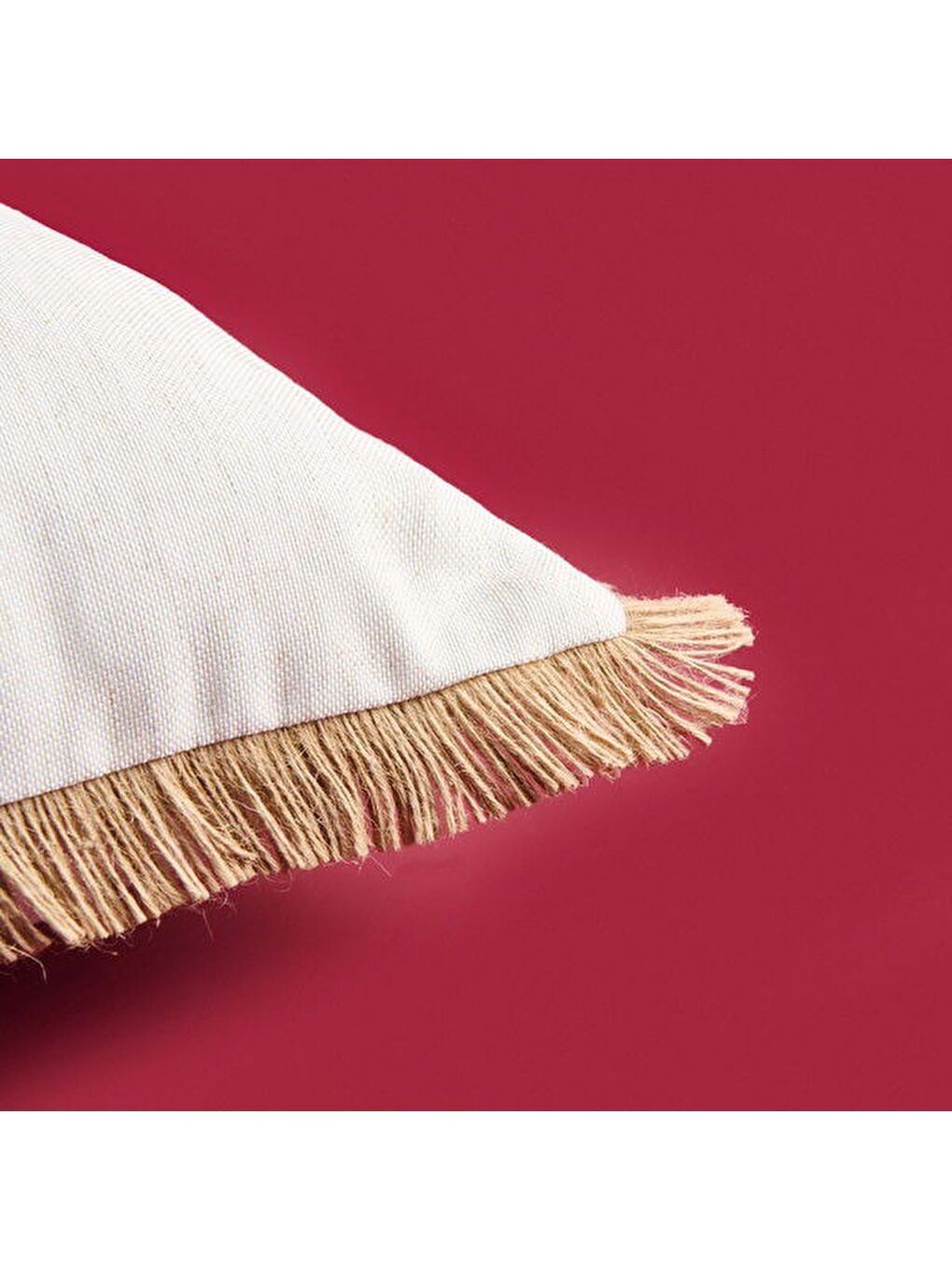 Soft Palm Breeze Saçaklı Kırlent - Ekru - 45x45 cm-2