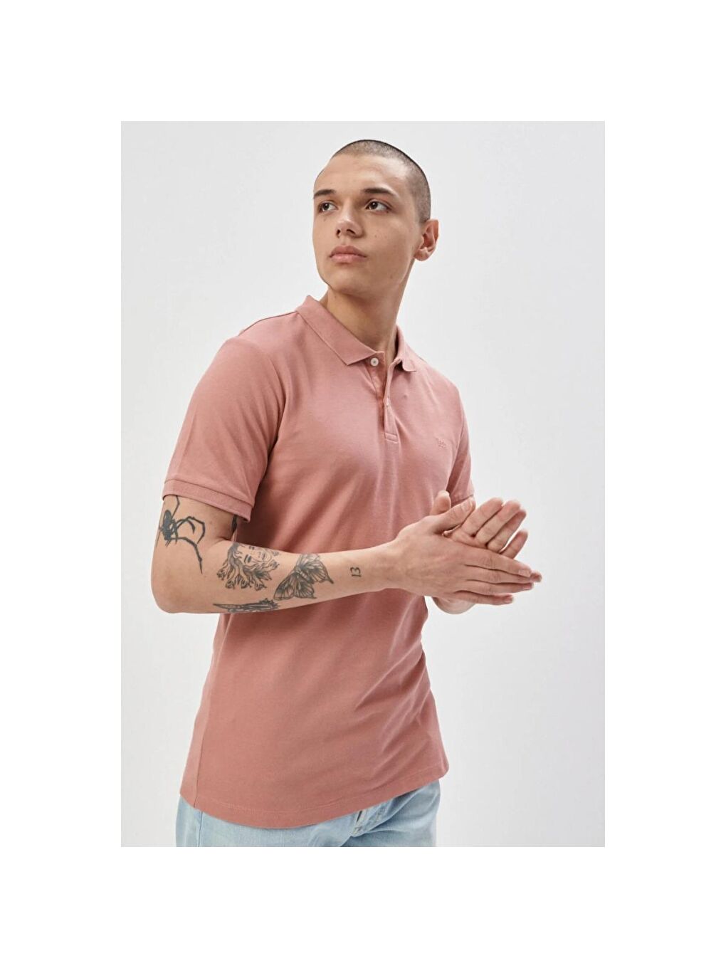 Erkek Pembe Polo Spor Tişört-1