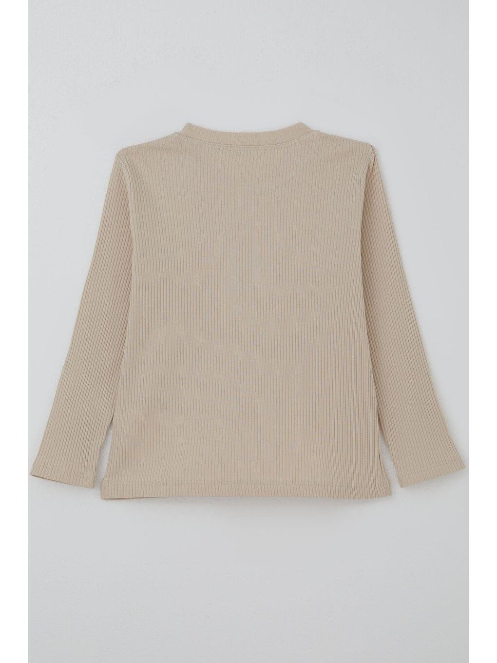 Kız Çocuk Uzun Kollu Tişört Vintage Dantel Fiyonk Aplikeli Bej (5-10 Yaş)-2