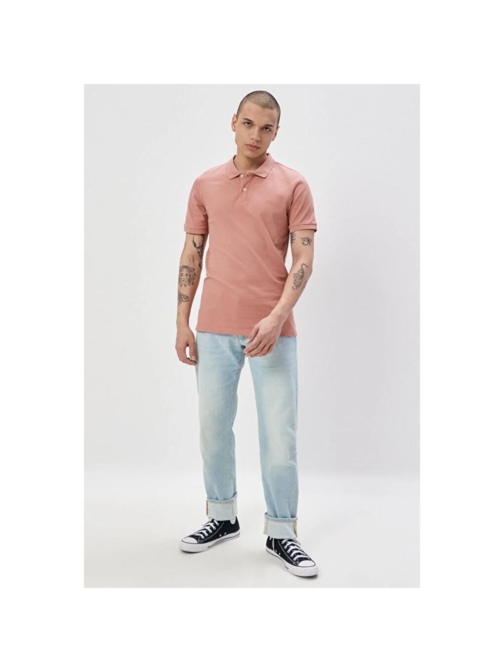 Erkek Pembe Polo Spor Tişört-3