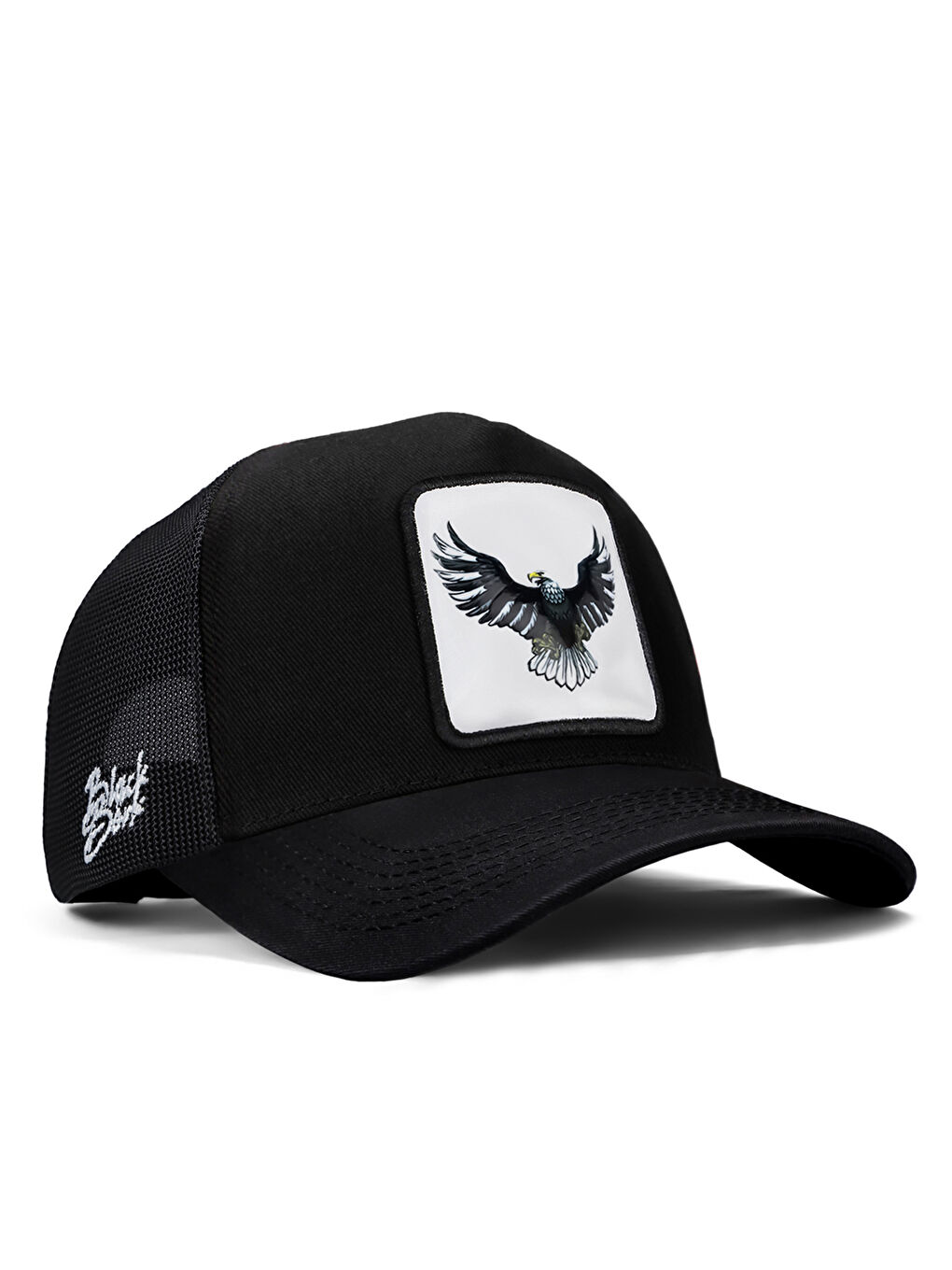 BlackBörk Haki V1 Trucker Kartal - 4bs Kod Logolu Unisex Siyah Şapka (CAP)