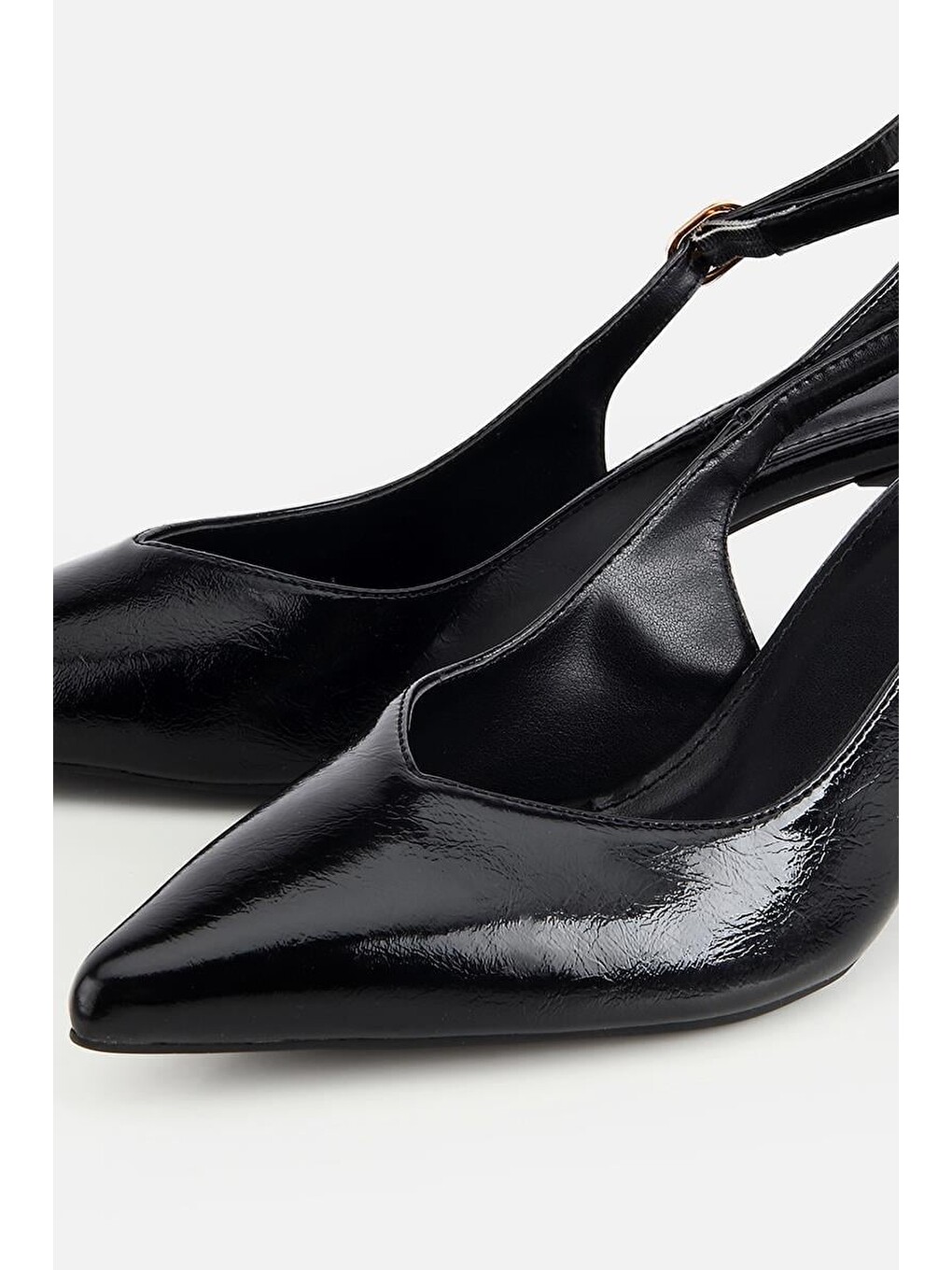 Kadın Siyah Yılan Desenli Arkası Açık İnce Topuklu Stiletto-2