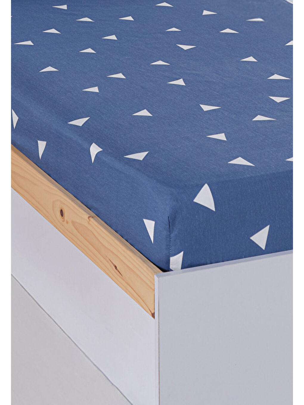 Pes Lastikli Çarşaf Seti Tek Kişilik Üçgen Mavi-1