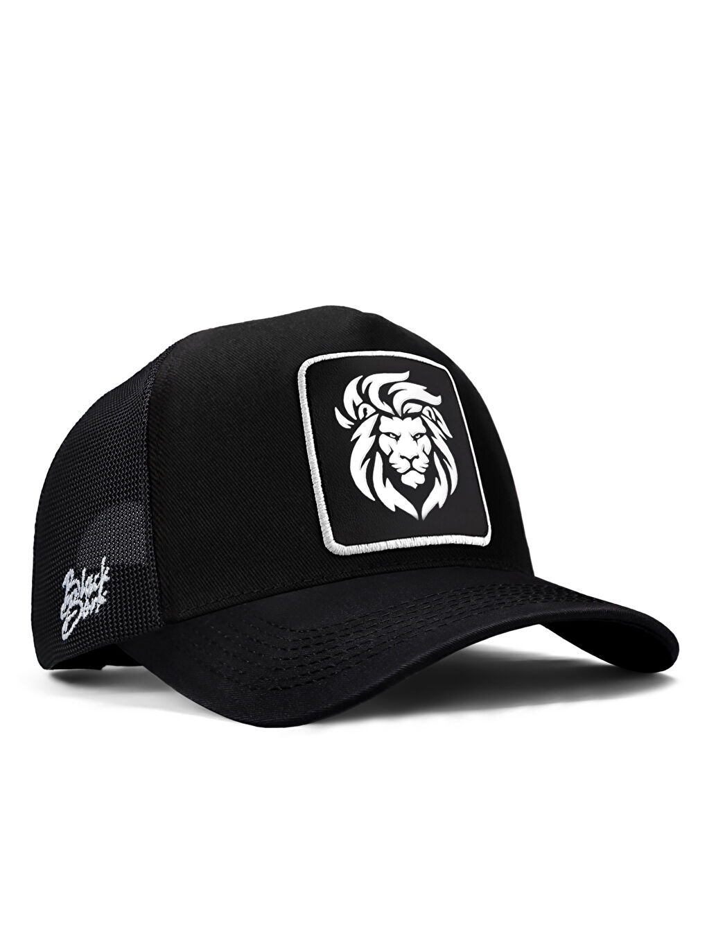 BlackBörk Beyaz V1 Trucker Aslan - 9sb Kod Logolu Unisex Siyah Şapka (CAP)