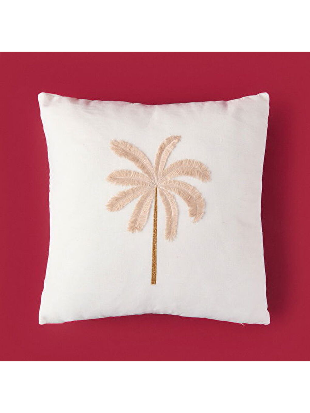 Soft Palm Breeze Nakışlı Kırlent - Ekru - 45x45 cm-1