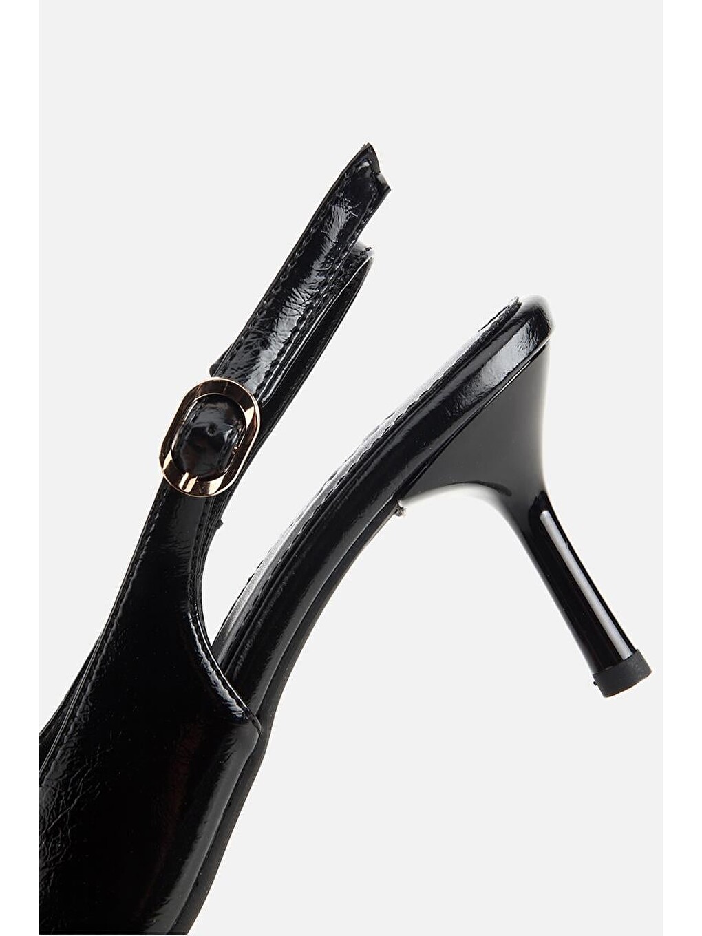 Kadın Siyah Yılan Desenli Arkası Açık İnce Topuklu Stiletto-5