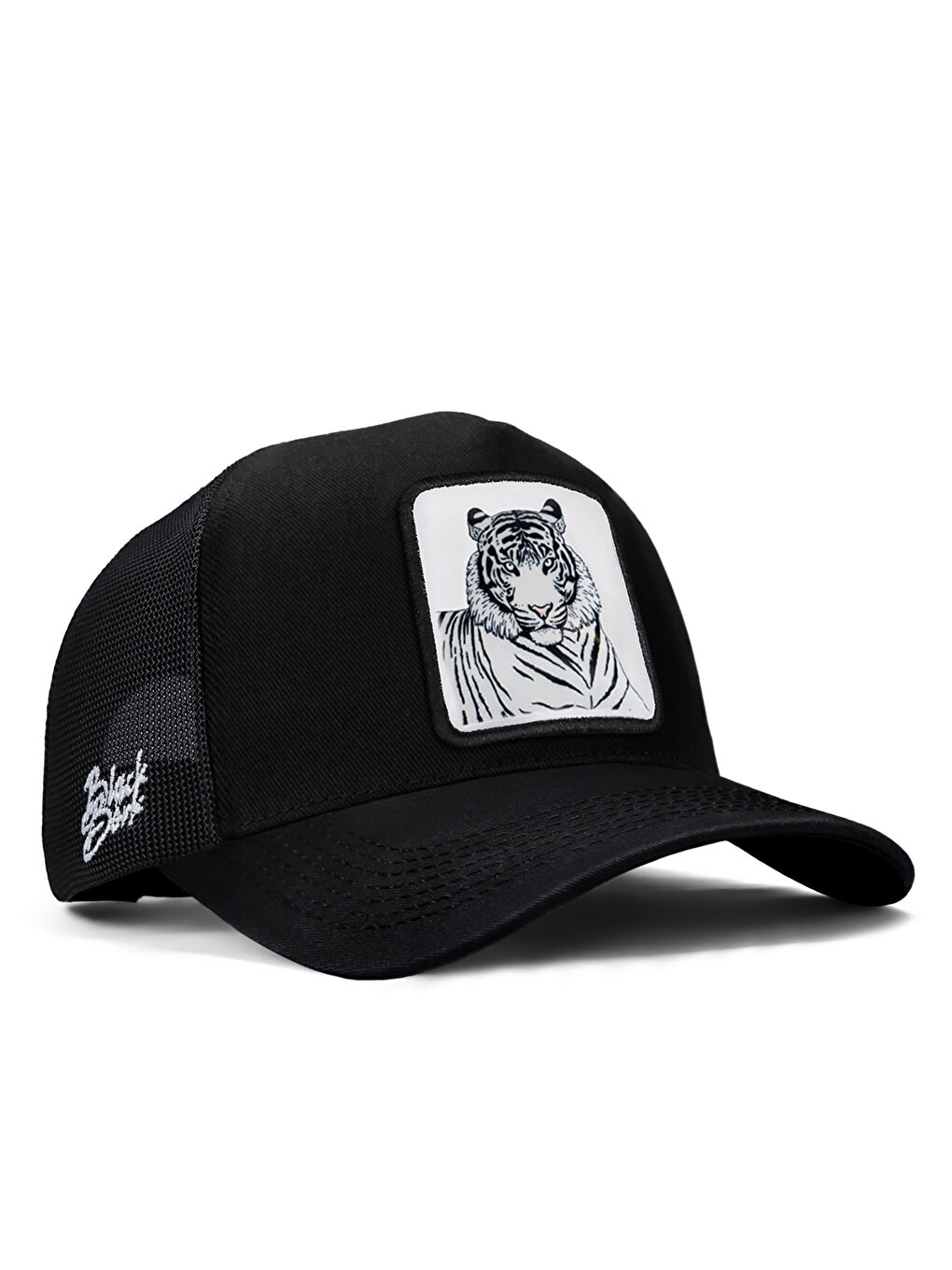 BlackBörk Lila V1 Trucker Bengal Kaplan - 1bs Kod Logolu Unisex Siyah Şapka (CAP)