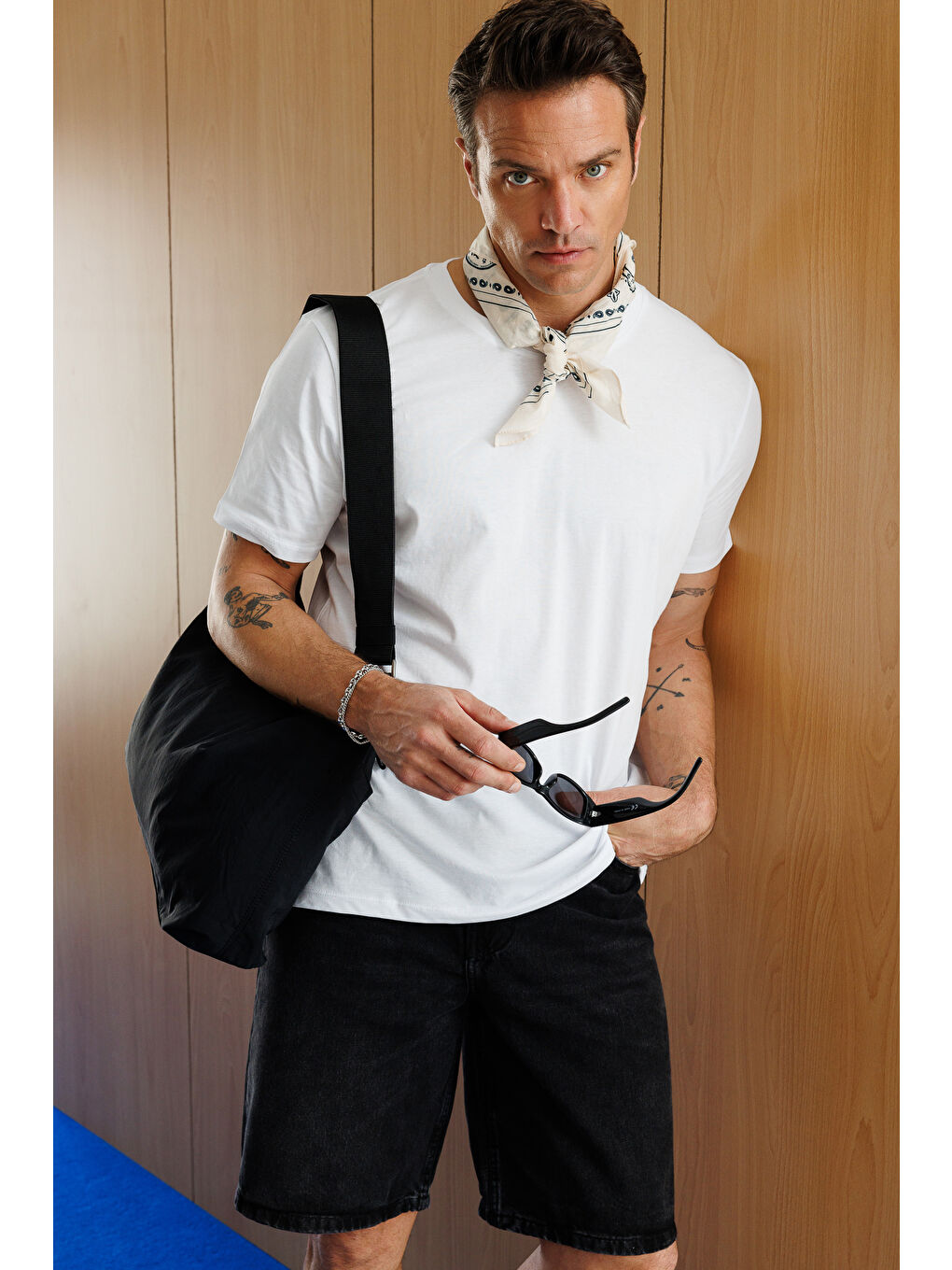 Beyaz Erkek T-shirt %100 Pamuk Regular Fit Standart Kesim Bisiklet Yaka Basic Tişört BASIC-T-SHIRT1-5