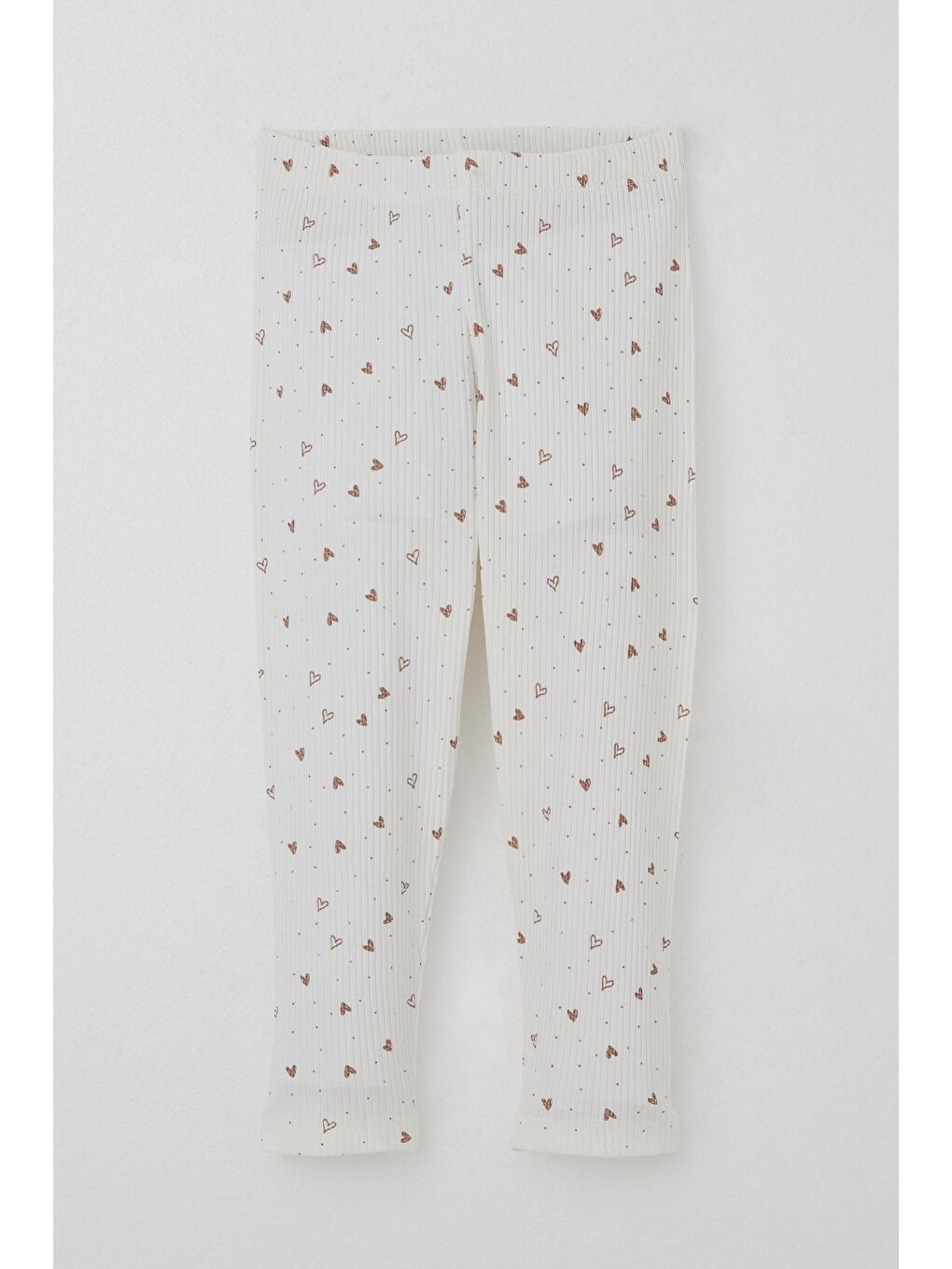 Kız Çocuk Taytlı Takım Kalp Desenli Simli Yazı Baskılı Ekru (2-6 Yaş)-2