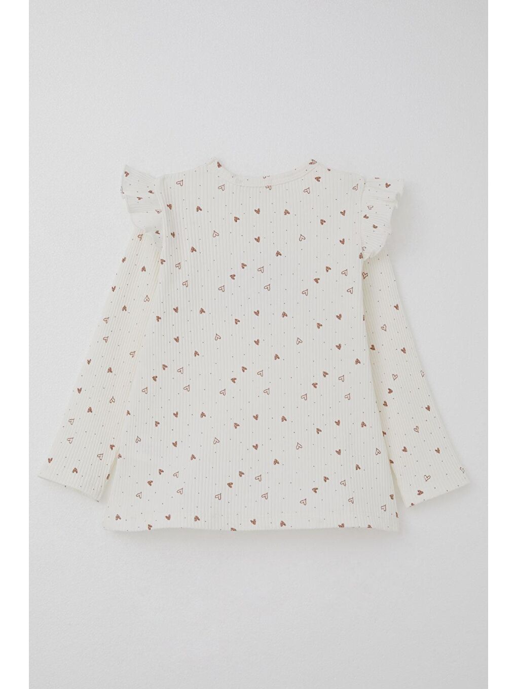 Kız Çocuk Taytlı Takım Kalp Desenli Simli Yazı Baskılı Ekru (2-6 Yaş)-3