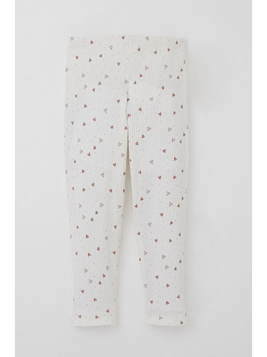 Kız Çocuk Taytlı Takım Kalp Desenli Simli Yazı Baskılı Ekru (2-6 Yaş)-4