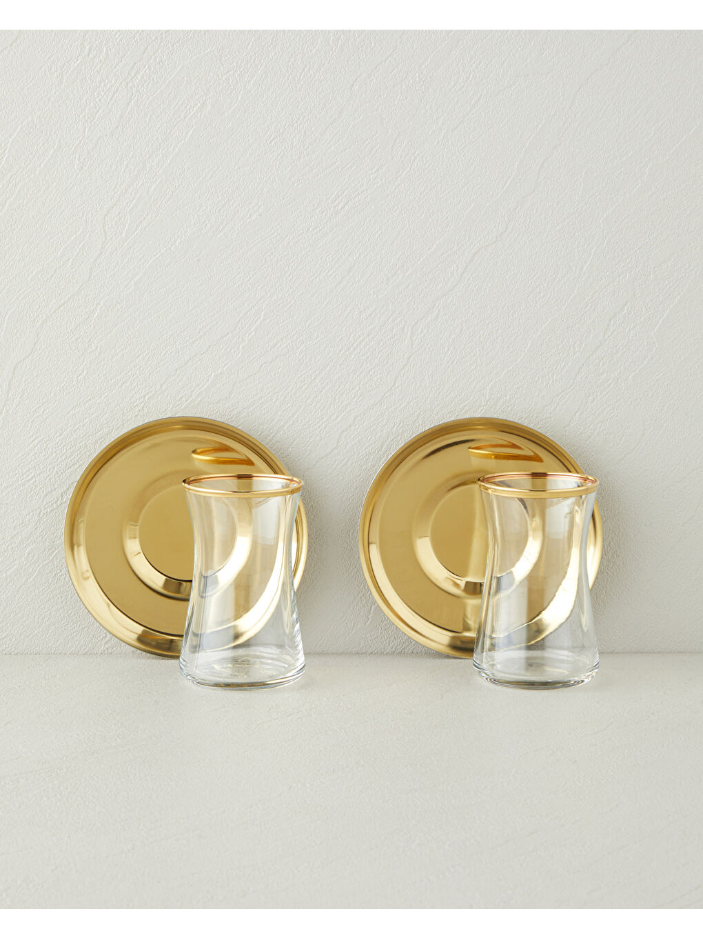 Sarı Elise Çelik 4 Parça 2 Kişilik Çay Seti 170 ml Gold