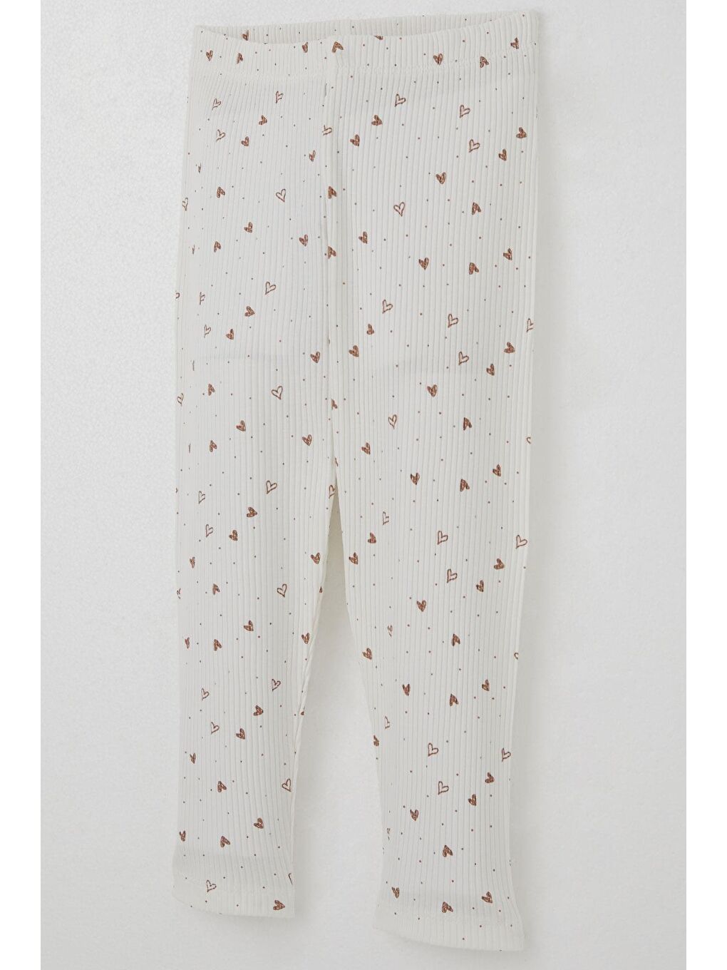 Kız Çocuk Taytlı Takım Kalp Desenli Simli Yazı Baskılı Ekru (2-6 Yaş)-6