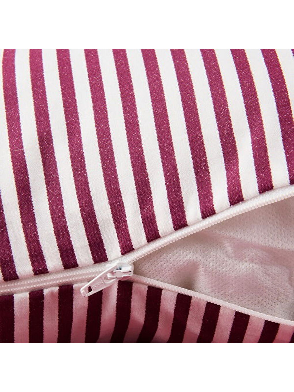 Soft Earthy Hues Çizgili Kırlent - Ekru / Mürdüm - 40x40 cm-2