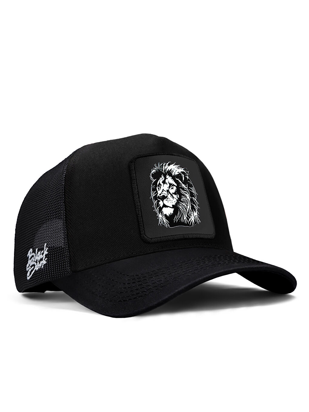 BlackBörk Bej V1 Trucker Aslan - 7 Kod Logolu Unisex Siyah Şapka (CAP)