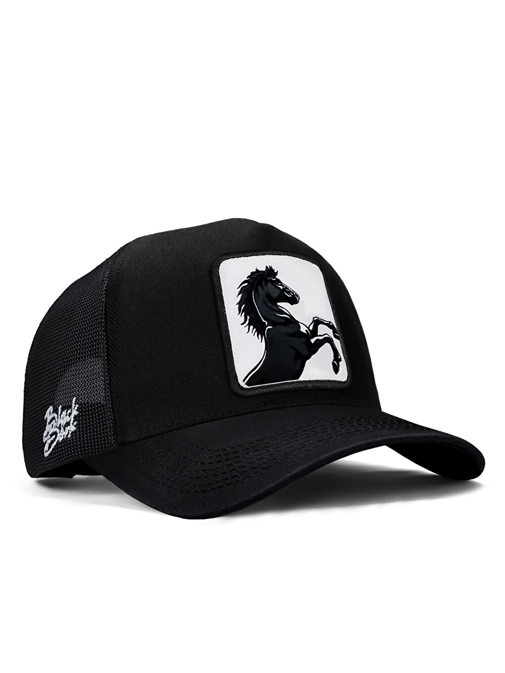 BlackBörk Beyaz V1 Trucker At - 4bs Kod Logolu Unisex Siyah Şapka (CAP)