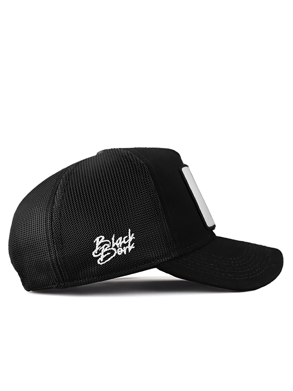 BlackBörk Beyaz V1 Trucker Ayı - 8BS Kod Logolu Unisex Siyah Şapka (Cap) - 1