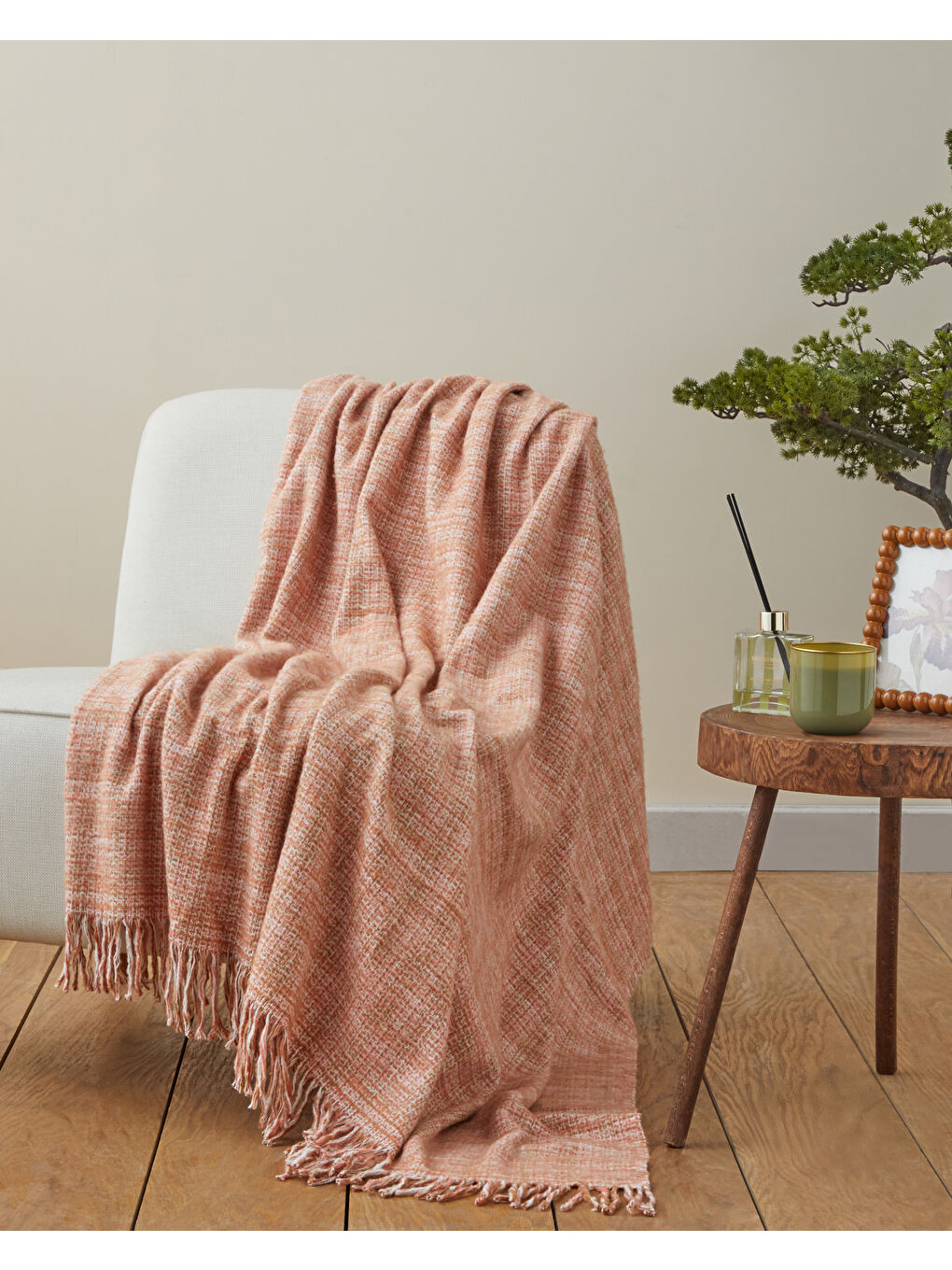 Beyaz Nara Koltuk Şalı 130x170 cm Multicolor-1