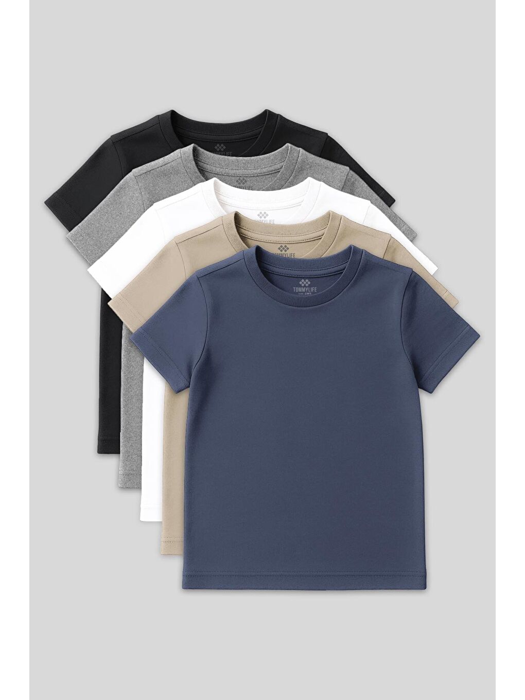 Beyaz Standart Fit Basic O Yaka 5li Paket Unisex Çocuk T-Shirt - 11328