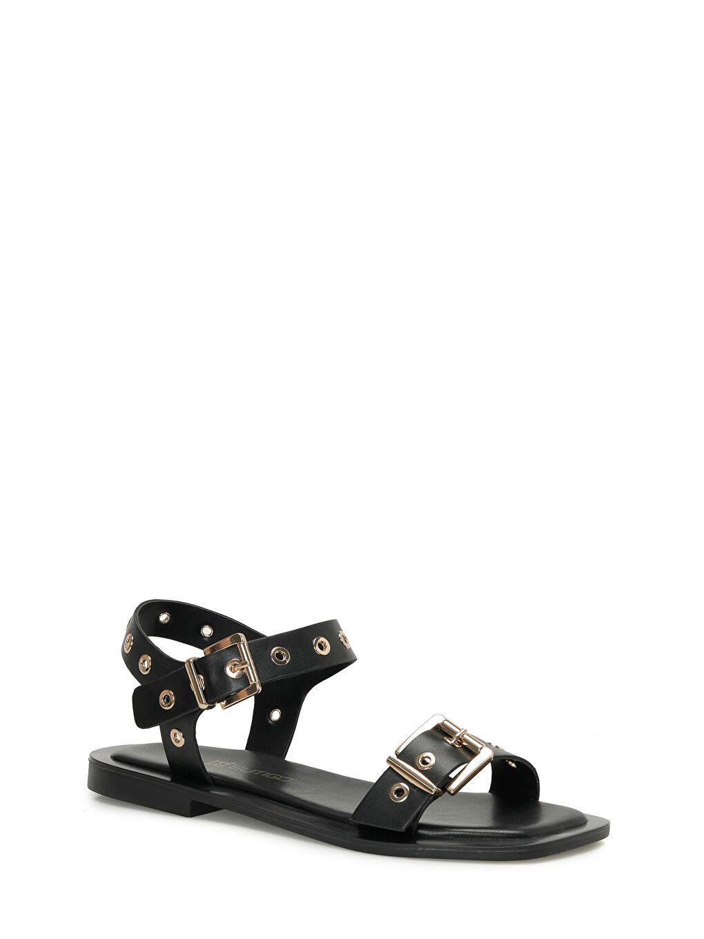 26S-203 Siyah Kadın Düz Sandalet-1