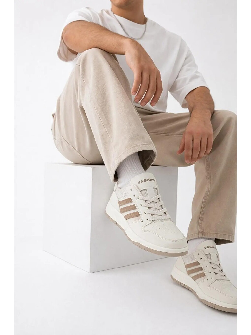 Bej Unısex Modern Fileli Sneaker Tasarım Hafif Air Taban Günlük Rahat Yürüyüş Spor Ayakkabı