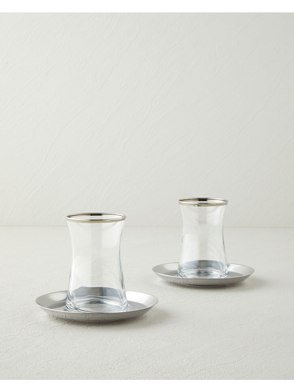 Gri Elise Çelik 4 Parça 2 Kişilik Çay Seti 170 ml Silver-1