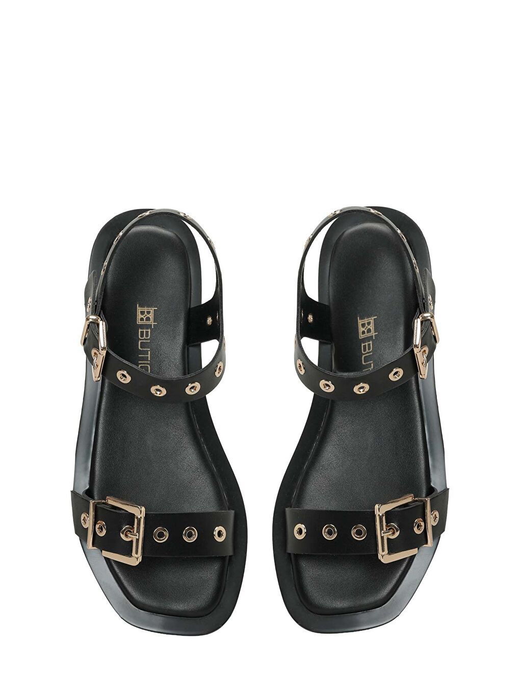 26S-203 Siyah Kadın Düz Sandalet-3