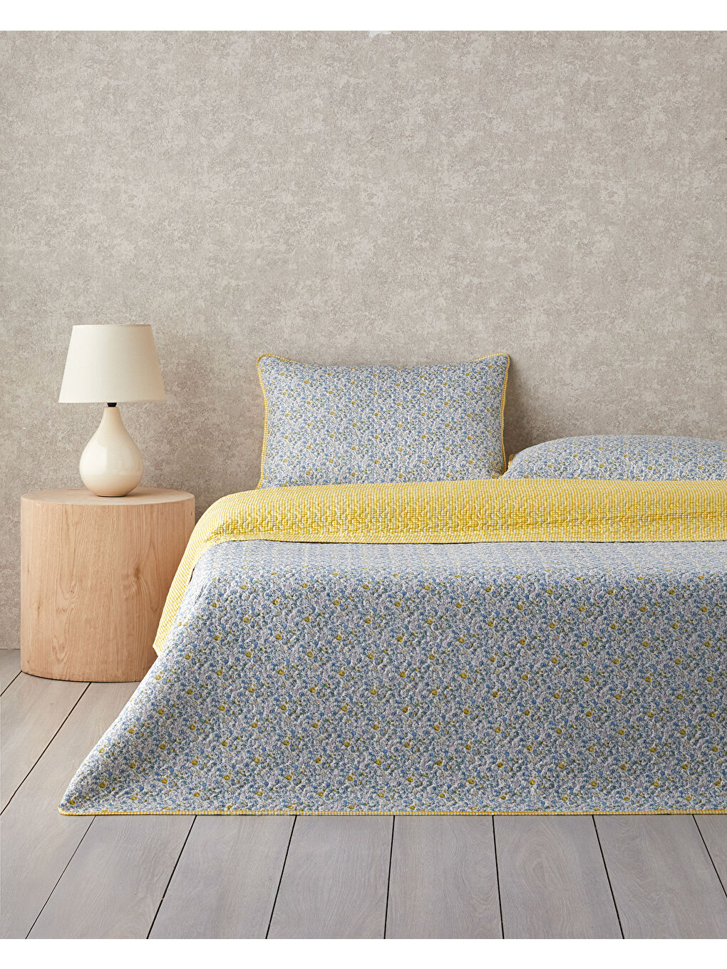Azure Bloom Çok Amaçlı Tek Kişilik Yatak Örtüsü Takımı 160x220 cm Sarı
