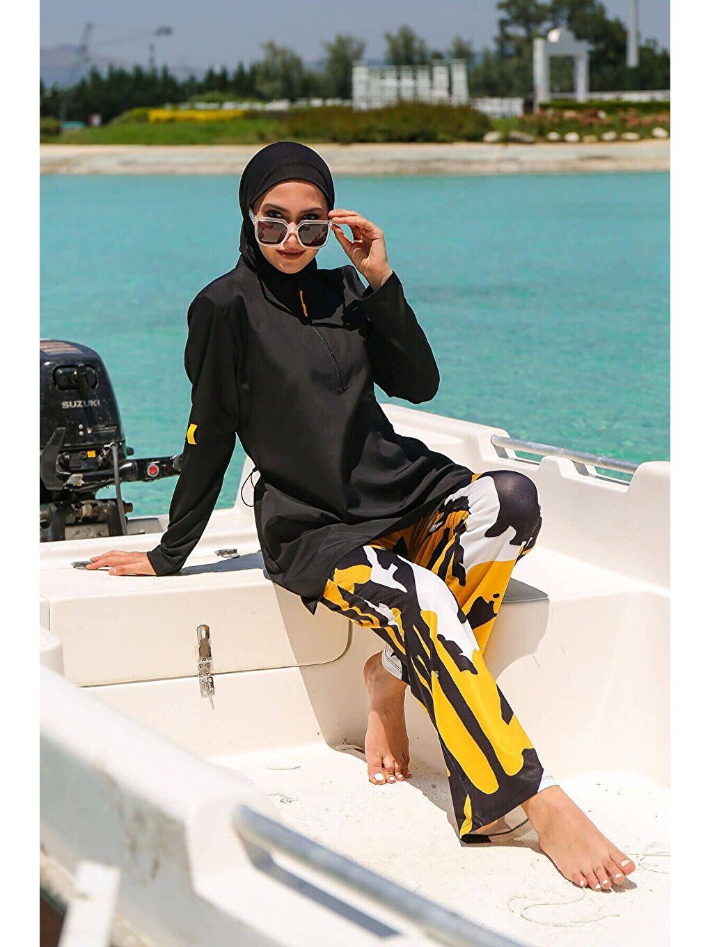 Siyah Tam Kapalı Tesettür Mayo M2110-2