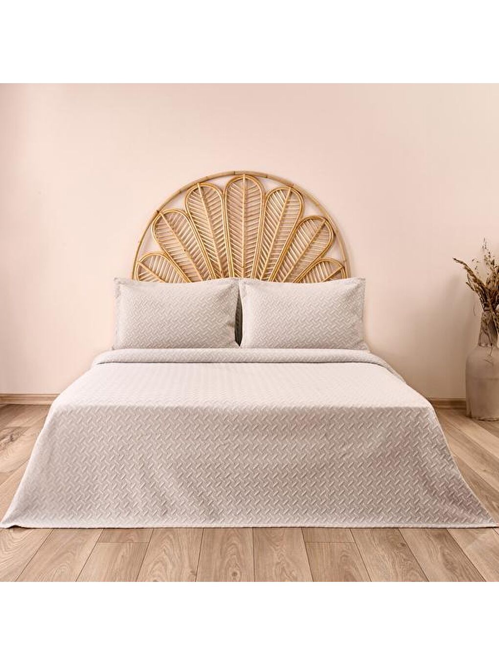 Soft Örme Çift Kişilik Yatak Örtüsü - Gri - 240x260 cm