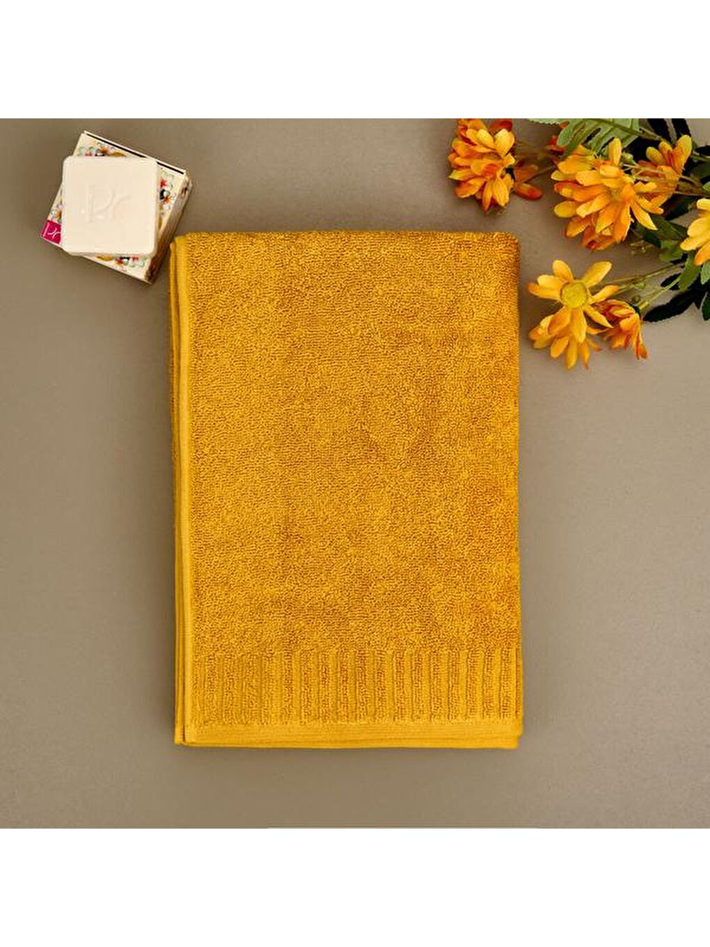 Evidea Kahverengi Soft Patte Banyo Havlusu - Hardal - 70x140 cm
