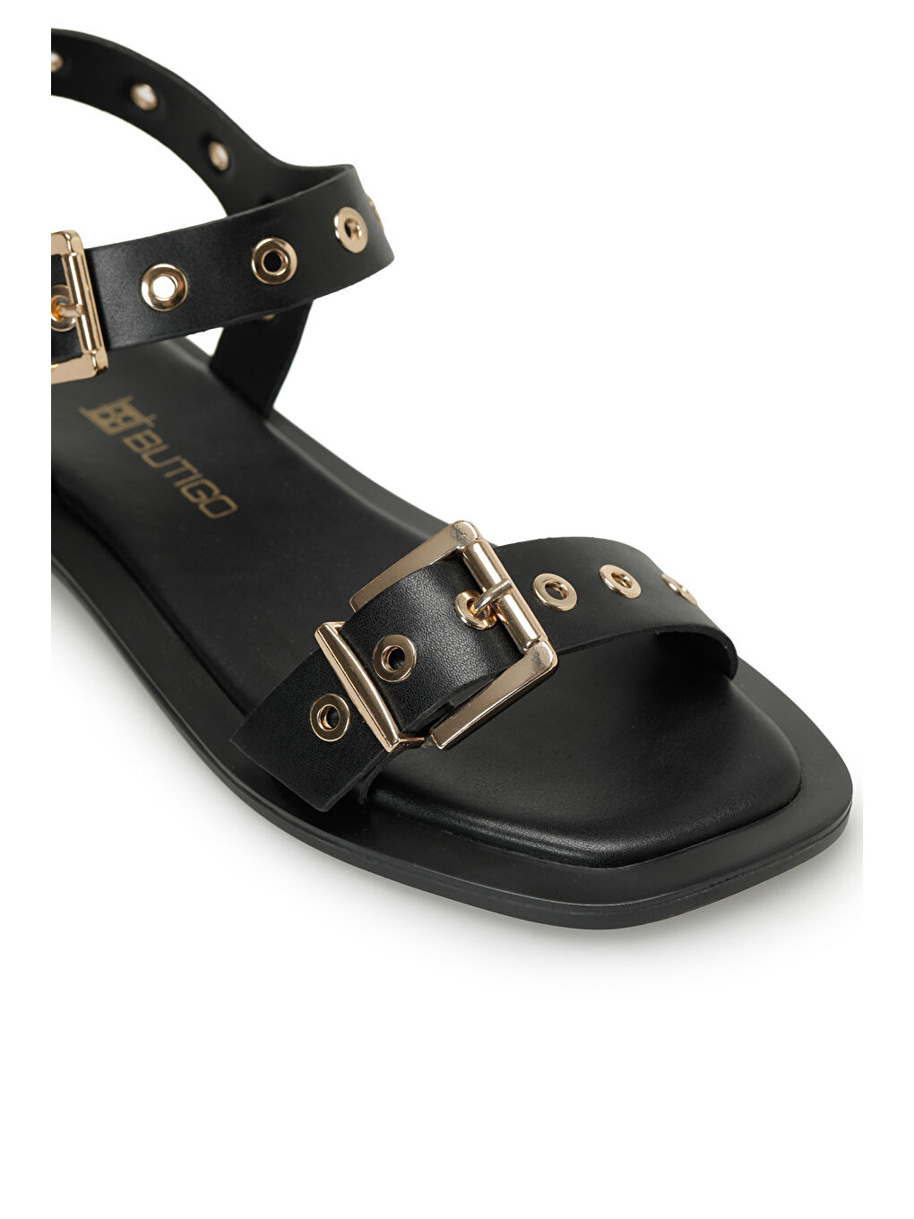 26S-203 Siyah Kadın Düz Sandalet-6