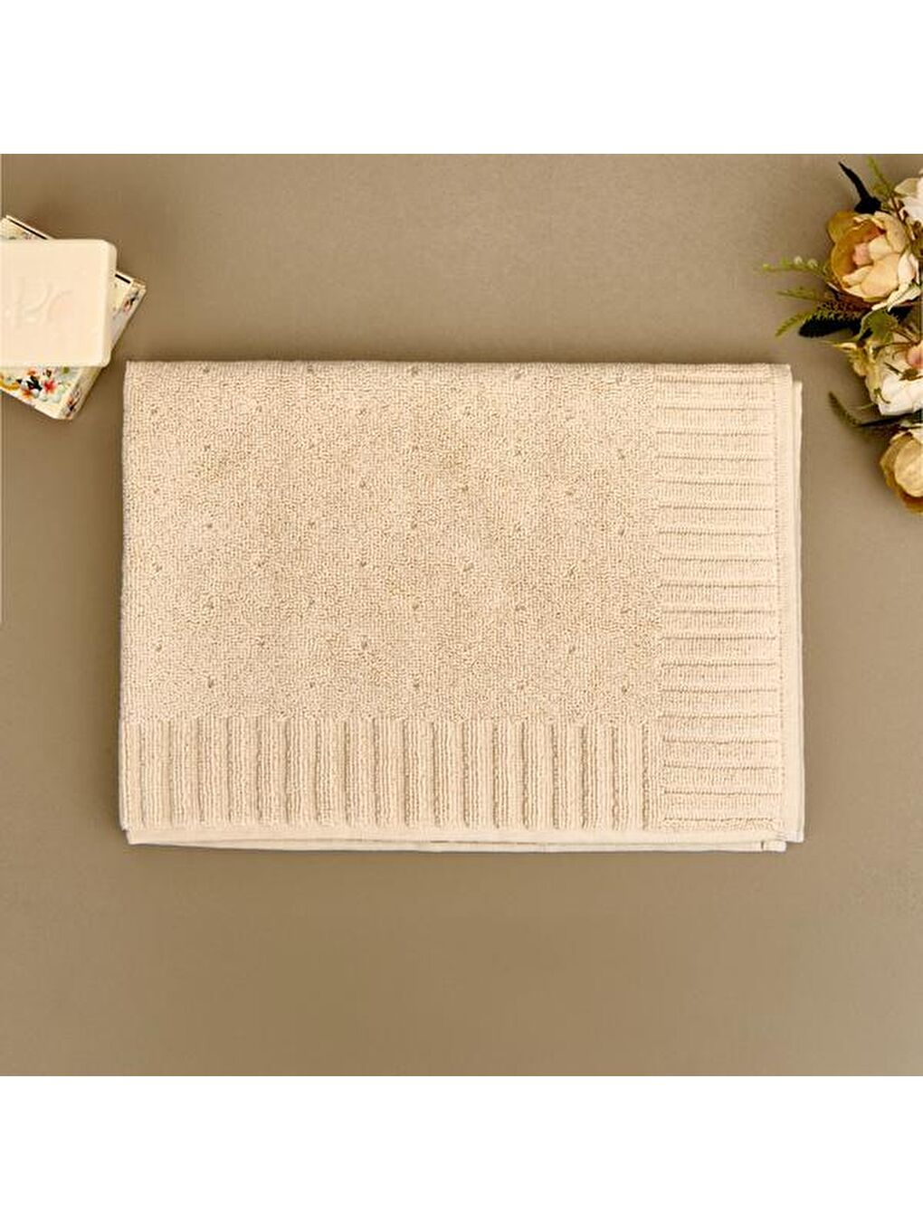 Evidea Ekru Soft Patte Ayak Havlusu - Krem - 50x70 cm