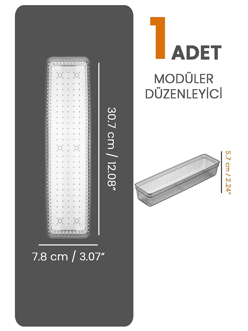 Modüler Çekmece İçi Düzenleyici Banyo Makyaj Takı Organizer Ofis Düzenleyici 30 7 x 7 8cm Antrasit-1