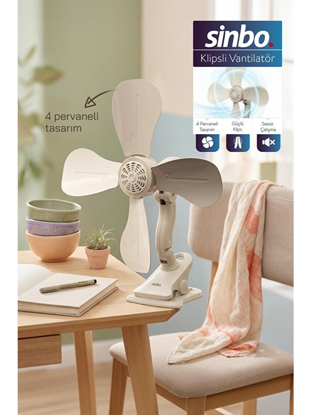 SF-7706 Klipsli Vantilatör 10W Taşınabilir Mini Fan Sessiz Masa Tipi Fan