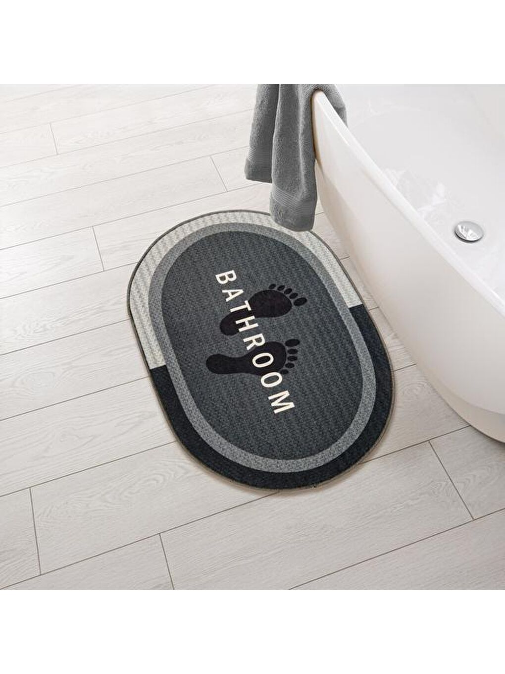 Soft Bathroom Oval Sihirli Banyo Paspası - Antrasit - 50x70 cm-4