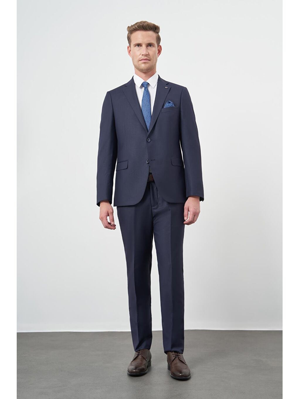 Lacivert Düz Mono Yaka 6 Drop Comfort Fit Classic Takım Elbise 1001245171-1