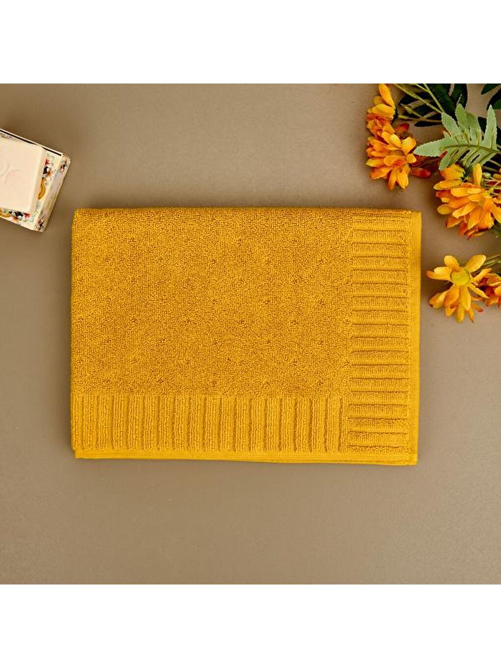 Evidea Kahverengi Soft Patte Ayak Havlusu - Hardal - 50x70 cm