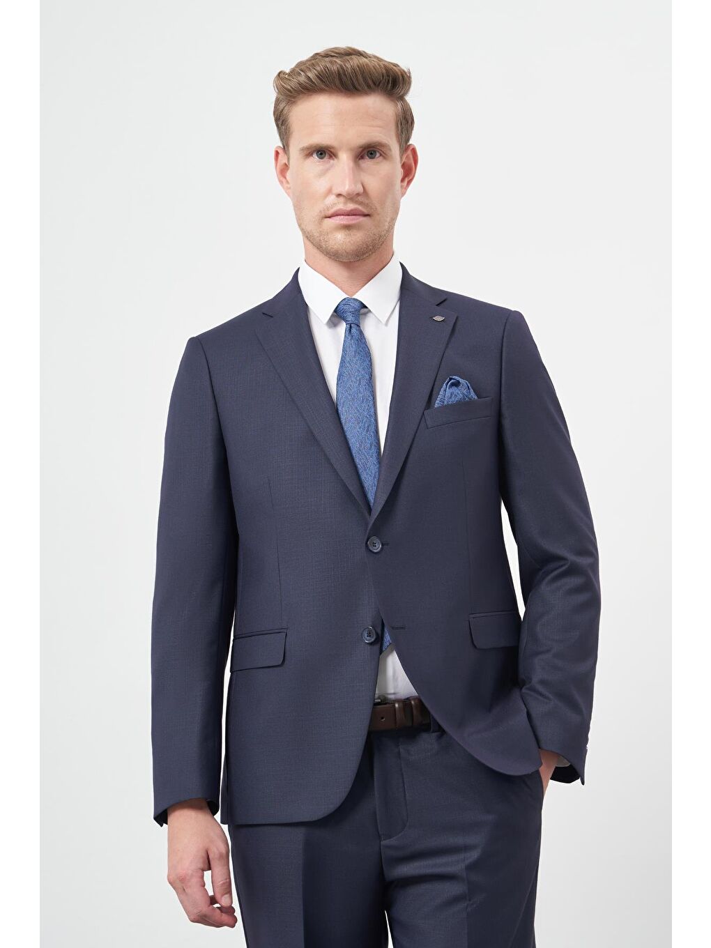 Lacivert Düz Mono Yaka 6 Drop Comfort Fit Classic Takım Elbise 1001245171-2